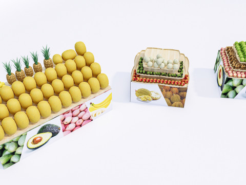 Fruits and vegetables Supermarket Grocery store Rack 2 3D Модель