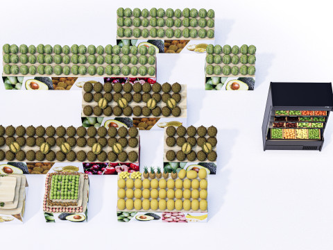 Fruits and vegetables Supermarket Grocery store Rack 2 3D Модель