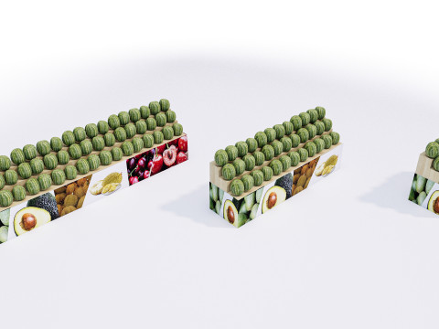 Fruits and vegetables Supermarket Grocery store Rack 2 3D Модель