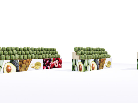Fruits and vegetables Supermarket Grocery store Rack 2 3D Модель