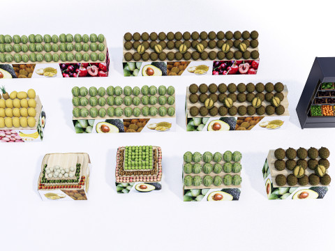 Fruits and vegetables Supermarket Grocery store Rack 2 3D Модель