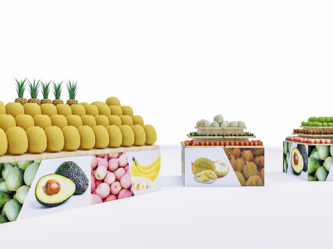 Fruits and vegetables Supermarket Grocery store Rack 2 3D Модель