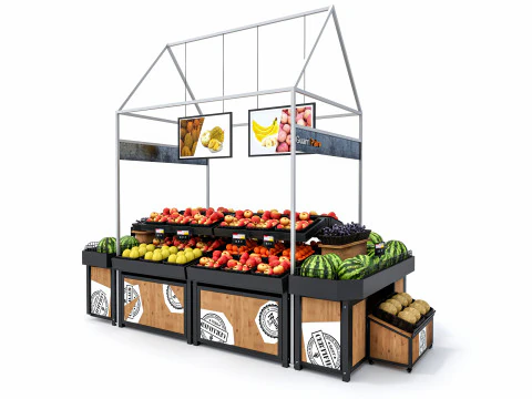 Frutas e legumes Supermercado Mercearia Rack 3 Modelo 3D