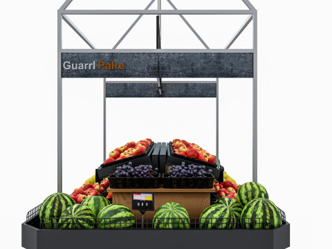 Fruits and vegetables Supermarket Grocery store Rack 3 3D मॉडल