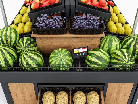 Fruits and vegetables Supermarket Grocery store Rack 3 3D मॉडल