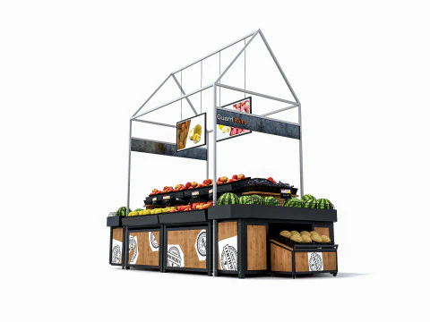 Frutas e legumes Supermercado Mercearia Rack 3 Modelo 3D