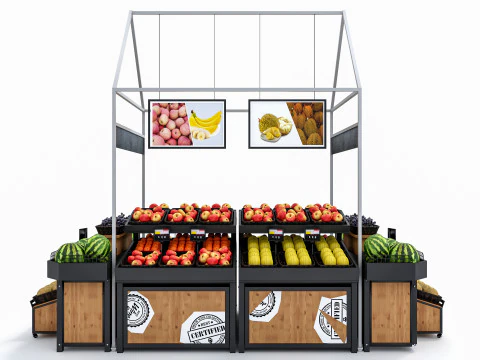 Frutas e legumes Supermercado Mercearia Rack 3 Modelo 3D