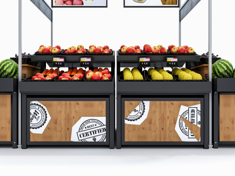 Fruits and vegetables Supermarket Grocery store Rack 3 3D मॉडल