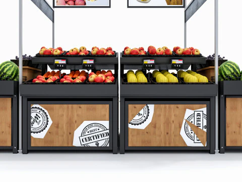 Frutas e legumes Supermercado Mercearia Rack 3 Modelo 3D