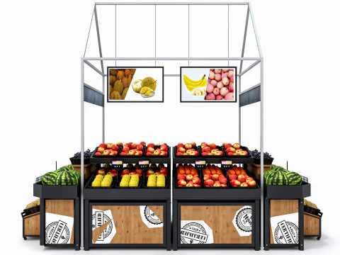 Frutas e legumes Supermercado Mercearia Rack 3 Modelo 3D