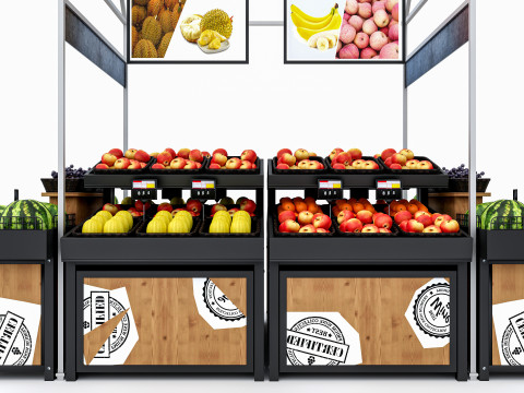 Fruits and vegetables Supermarket Grocery store Rack 3 3D मॉडल