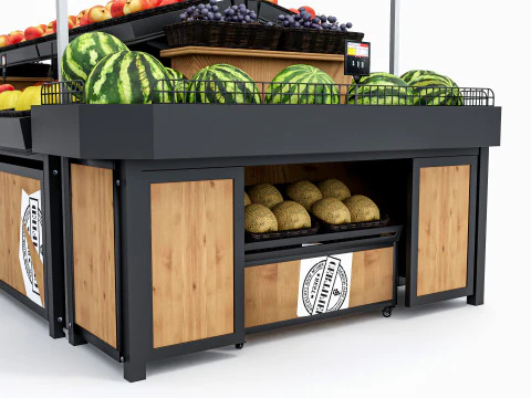 Frutas e legumes Supermercado Mercearia Rack 3 Modelo 3D