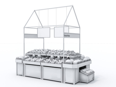 Fruits and vegetables Supermarket Grocery store Rack 3 3D मॉडल