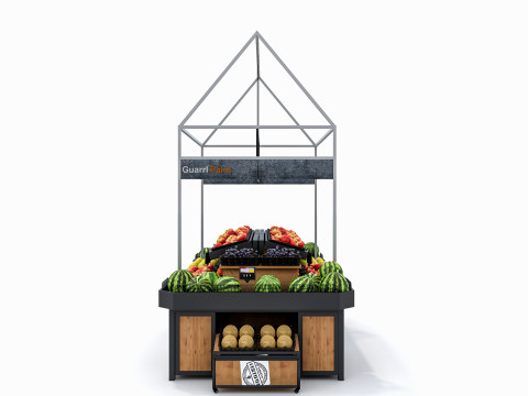Fruits and vegetables Supermarket Grocery store Rack 3 3D मॉडल