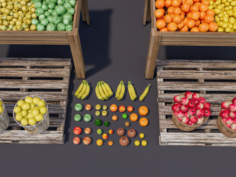 Fruits and vegetables Supermarket Grocery store Rack 4 3D-Modell