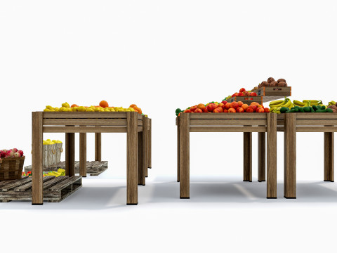 Fruits and vegetables Supermarket Grocery store Rack 4 3D-Modell