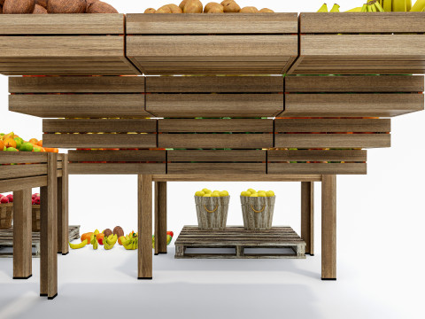 Fruits and vegetables Supermarket Grocery store Rack 4 3D-Modell