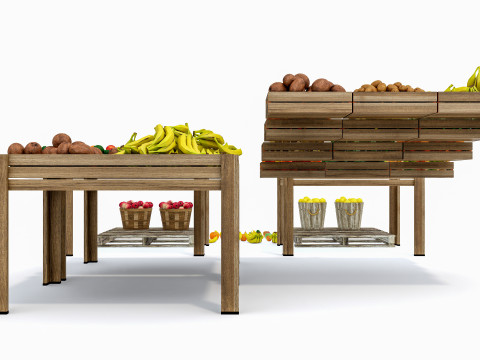 Fruits and vegetables Supermarket Grocery store Rack 4 3D-Modell