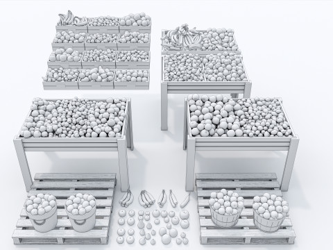 Fruits and vegetables Supermarket Grocery store Rack 4 3D-Modell