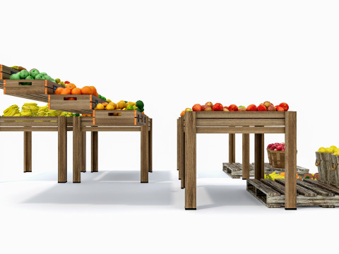 Fruits and vegetables Supermarket Grocery store Rack 4 3D-Modell