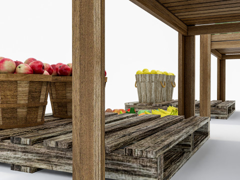 Fruits and vegetables Supermarket Grocery store Rack 4 3D-Modell
