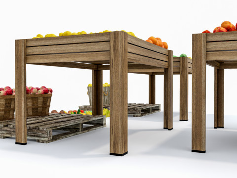 Fruits and vegetables Supermarket Grocery store Rack 4 3D-Modell