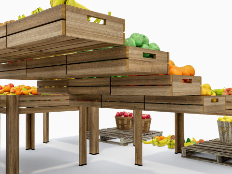 Fruits and vegetables Supermarket Grocery store Rack 4 3D-Modell