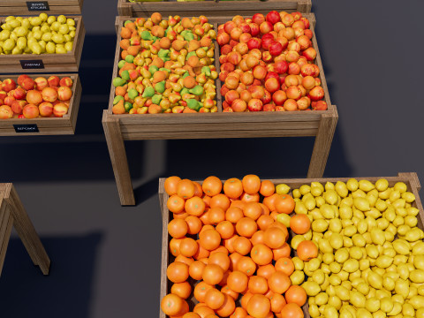 Fruits and vegetables Supermarket Grocery store Rack 4 3D-Modell