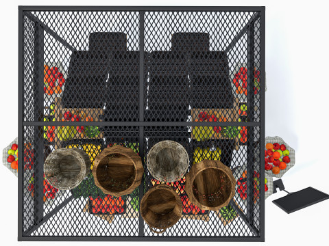 Fruits and vegetables Supermarket Grocery store Rack5 3D Модель