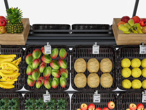Fruits and vegetables Supermarket Grocery store Rack5 3D Модель