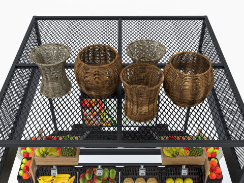 Fruits and vegetables Supermarket Grocery store Rack5 3D Модель