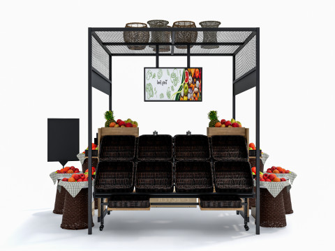 Fruits and vegetables Supermarket Grocery store Rack5 3D Модель
