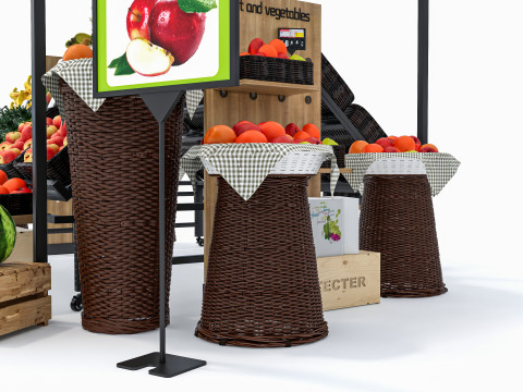 Fruits and vegetables Supermarket Grocery store Rack5 3D Модель