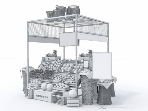 Fruits and vegetables Supermarket Grocery store Rack5 3D Модель