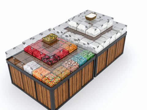 Fruits and vegetables Supermarket Grocery store Rack 6 3D Model