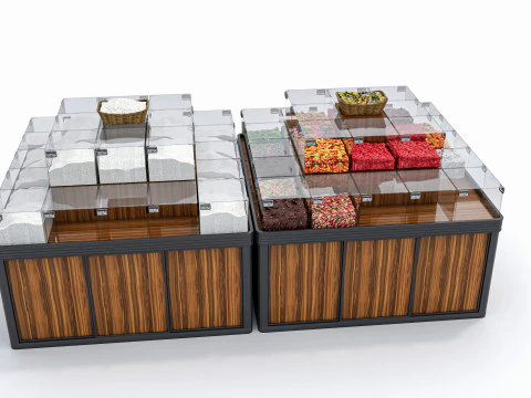 Fruits and vegetables Supermarket Grocery store Rack 6 3D Model