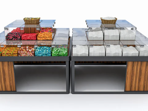 Fruits and vegetables Supermarket Grocery store Rack 6 3D Model