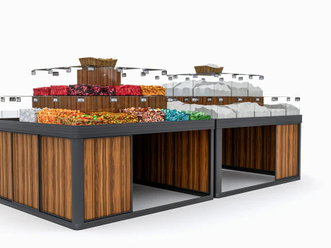 Fruits and vegetables Supermarket Grocery store Rack 6 3D Model