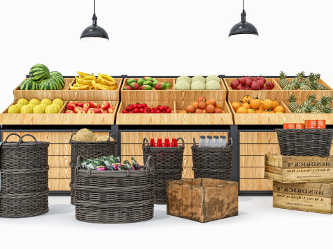 Fruits and vegetables Supermarket Grocery store Rack 7 3Dモデル