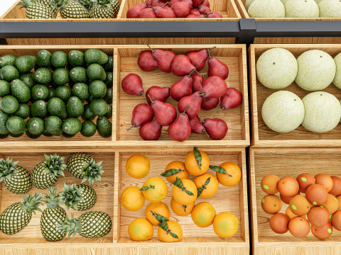 Fruits and vegetables Supermarket Grocery store Rack 7 3Dモデル