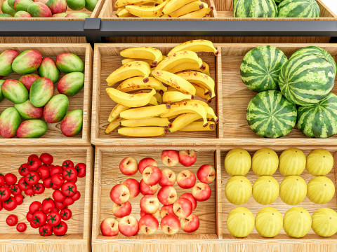 Fruits and vegetables Supermarket Grocery store Rack 7 3Dモデル