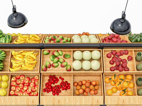 Fruits and vegetables Supermarket Grocery store Rack 7 3Dモデル