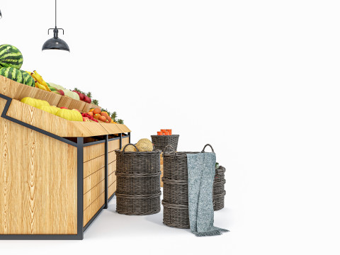 Fruits and vegetables Supermarket Grocery store Rack 7 3Dモデル