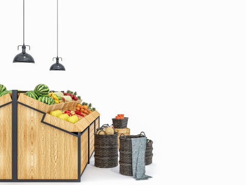 Fruits and vegetables Supermarket Grocery store Rack 7 3Dモデル