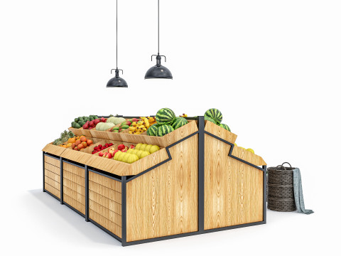 Fruits and vegetables Supermarket Grocery store Rack 7 3Dモデル