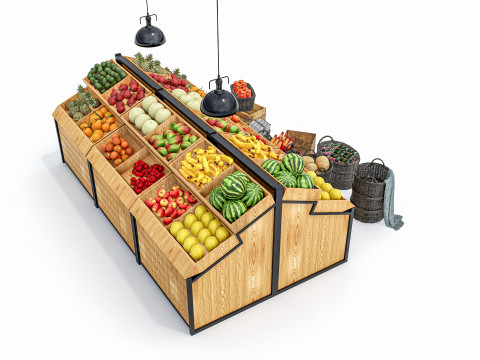 Fruits and vegetables Supermarket Grocery store Rack 7 3Dモデル
