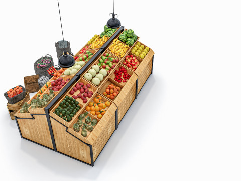 Fruits and vegetables Supermarket Grocery store Rack 7 3Dモデル