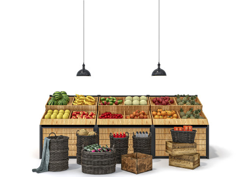 Fruits and vegetables Supermarket Grocery store Rack 7 3Dモデル