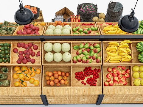Fruits and vegetables Supermarket Grocery store Rack 7 3Dモデル