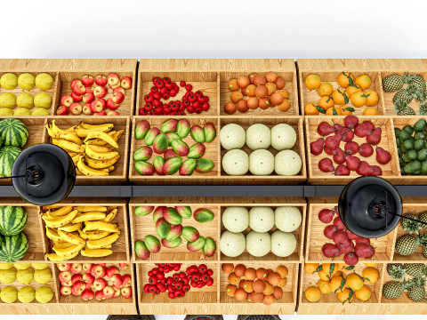 Fruits and vegetables Supermarket Grocery store Rack 7 3Dモデル